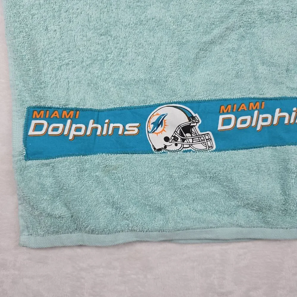 Vintage NFL Miami‎ Dolphins Cotton Bath Towel 25x50 Inches Teal Logo